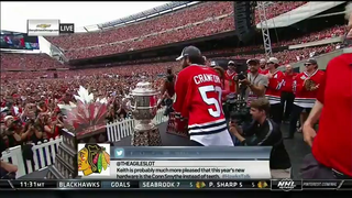 Corey Crawford Tries, Fails To Avoid Saying "Fuck" At Blackhawks Rally